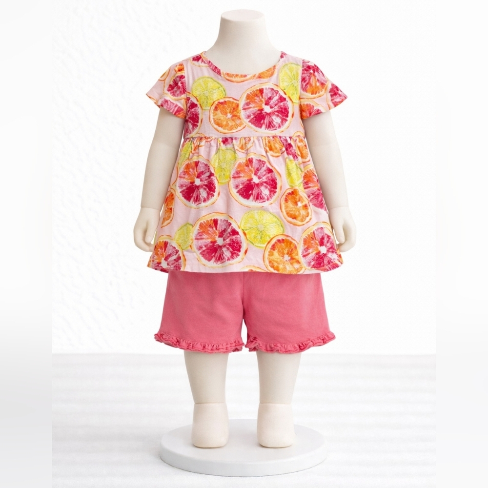 Posh Peanut Citrus Delight Dress with Pink Accents
